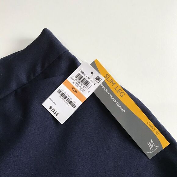 JM Collection Slim Leg Curvy Fit Trousers Pants Blue Sz 16W NWT - Picture 3 of 15